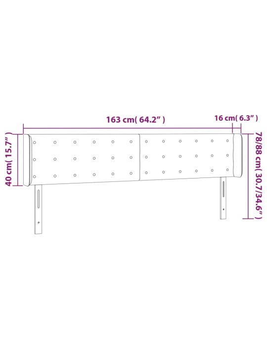 Čelo postele typu ušák světle šedé 163x16x78/88 cm textil