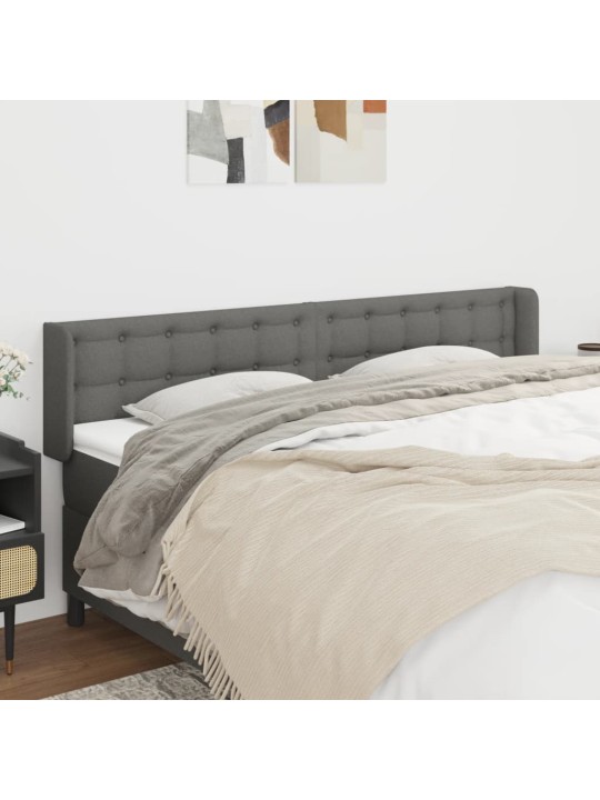 Čelo postele typu ušák tmavě šedé 163x16x78/88 cm textil