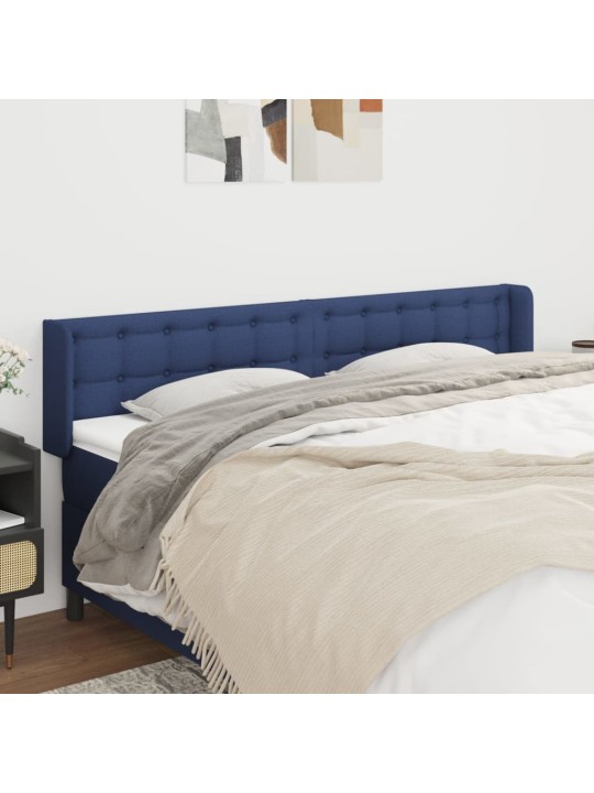 Čelo postele typu ušák modré 183x16x78/88 cm textil