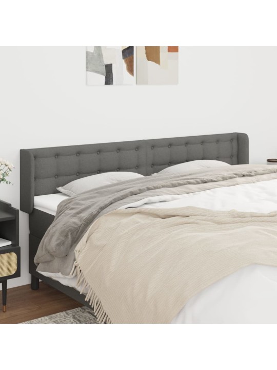 Čelo postele typu ušák tmavě šedé 203x16x78/88 cm textil