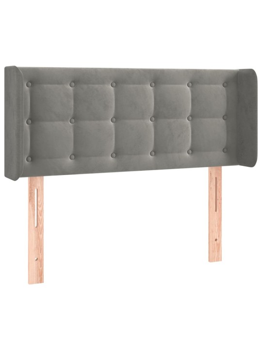 Čelo postele typu ušák světle šedé 83x16x78/88 cm samet