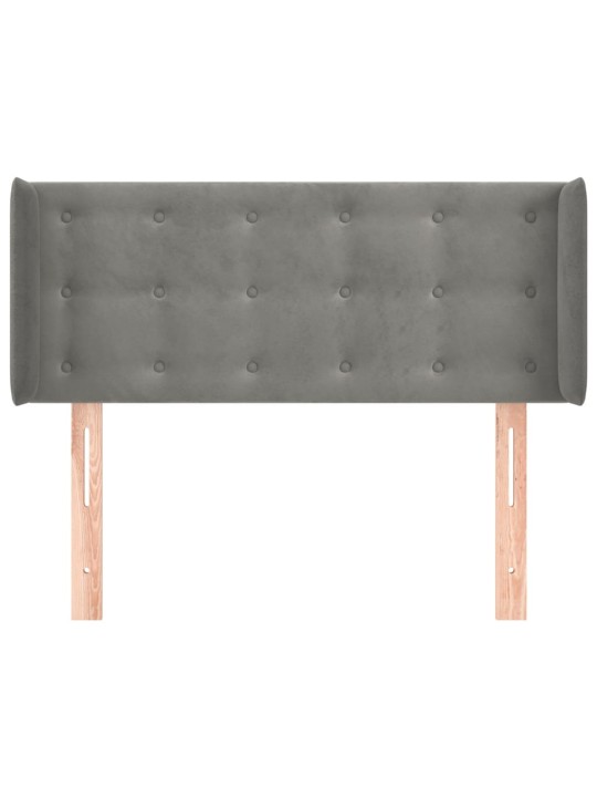 Čelo postele typu ušák světle šedé 93x16x78/88 cm samet