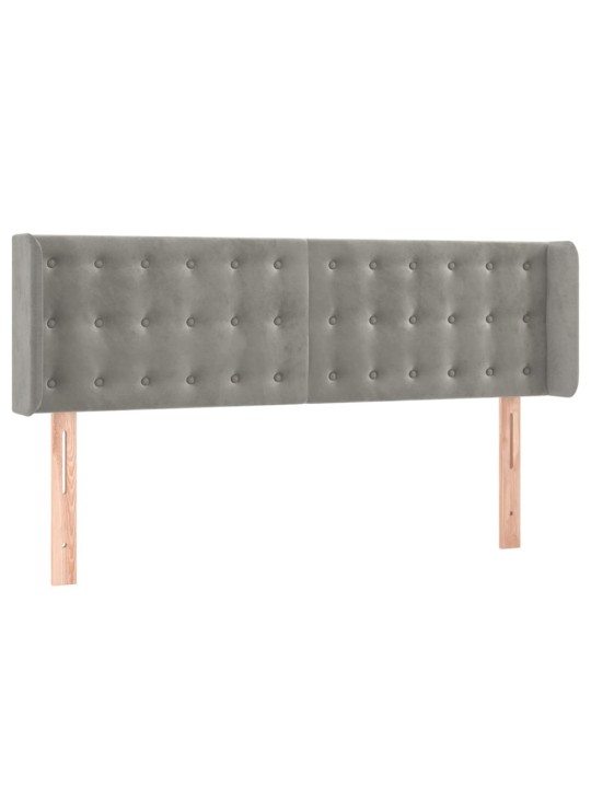 Čelo postele typu ušák světle šedé 147x16x78/88 cm samet