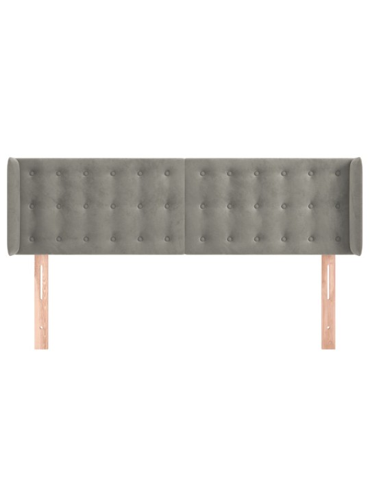 Čelo postele typu ušák světle šedé 147x16x78/88 cm samet