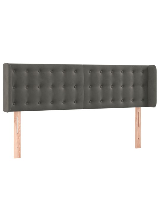 Čelo postele typu ušák tmavě šedé 147x16x78/88 cm samet