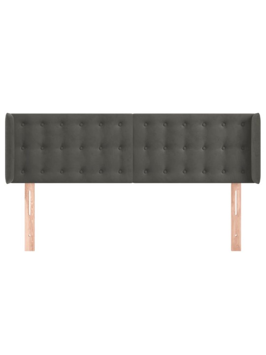 Čelo postele typu ušák tmavě šedé 147x16x78/88 cm samet
