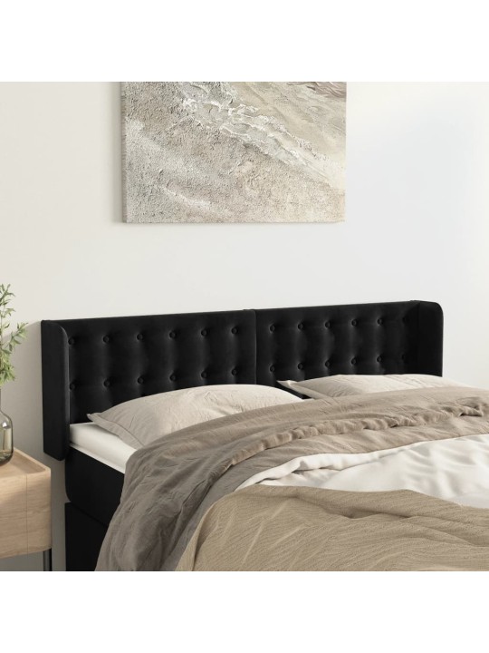 Čelo postele typu ušák černé 147x16x78/88 cm samet