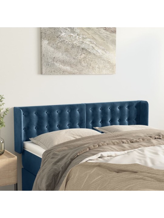 Čelo postele typu ušák tmavě modrá 147x16x78/88 cm samet
