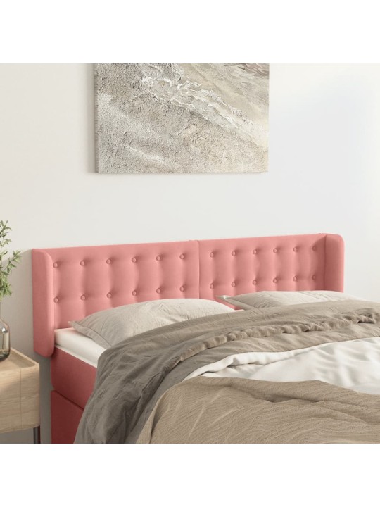Čelo postele typu ušák růžová 147x16x78/88 cm samet