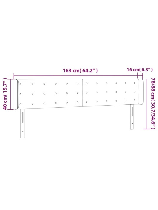 Čelo postele typu ušák tmavě šedé 163x16x78/88 cm samet