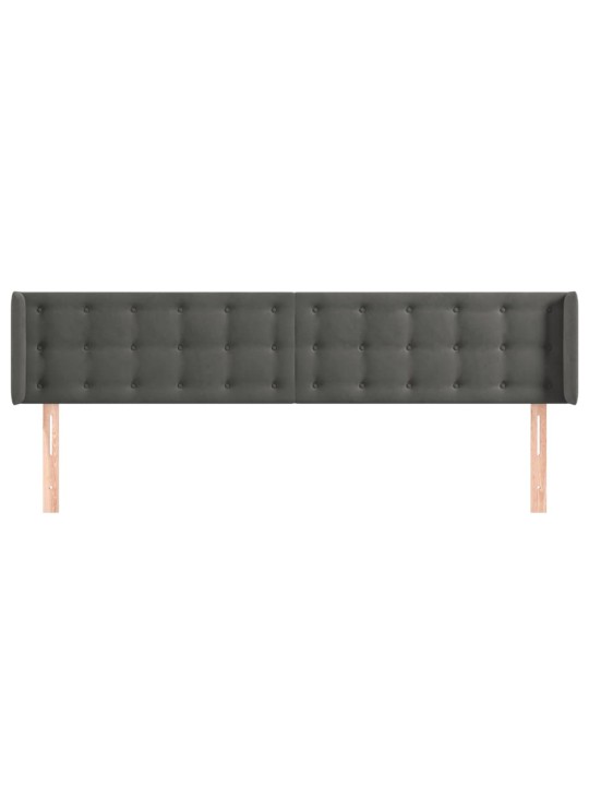 Čelo postele typu ušák tmavě šedé 183x16x78/88 cm samet