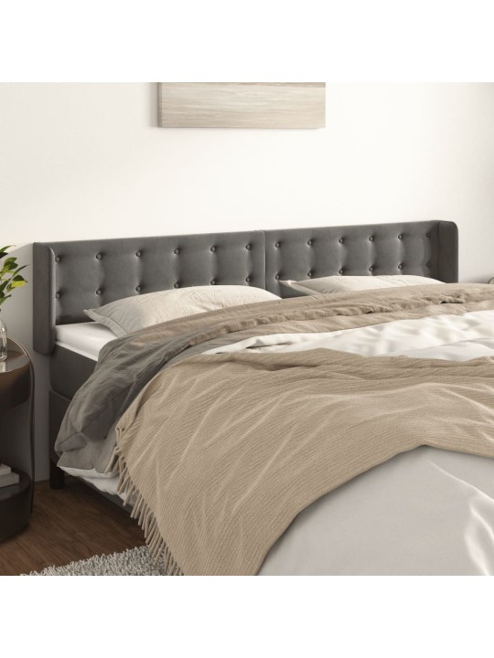 Čelo postele typu ušák tmavě šedé 183x16x78/88 cm samet