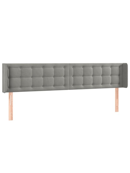 Čelo postele typu ušák světle šedé 203x16x78/88 cm samet
