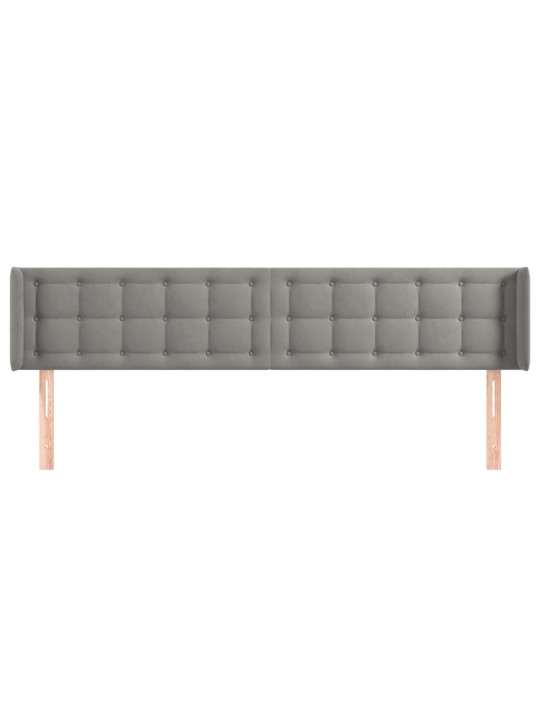 Čelo postele typu ušák světle šedé 203x16x78/88 cm samet