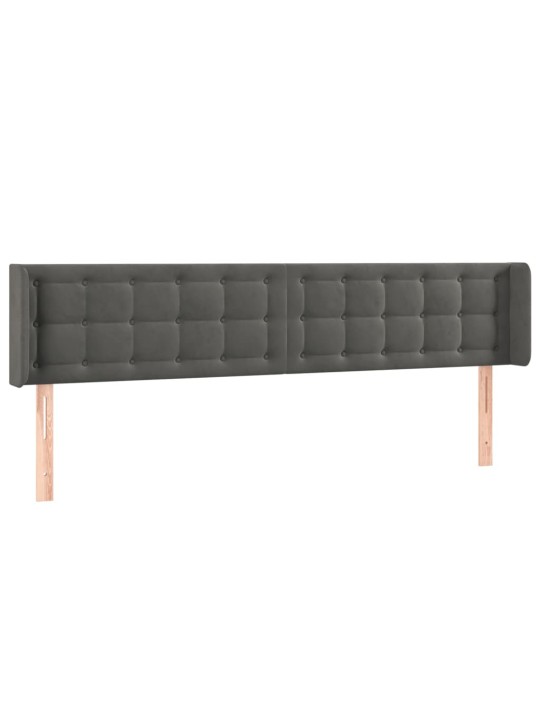 Čelo postele typu ušák tmavě šedé 203x16x78/88 cm samet