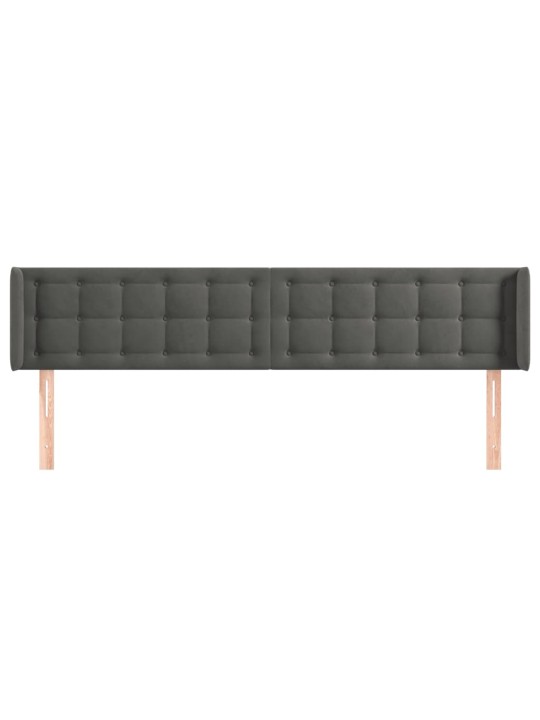 Čelo postele typu ušák tmavě šedé 203x16x78/88 cm samet