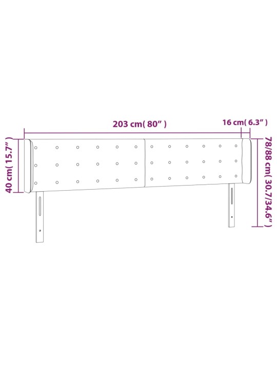Čelo postele typu ušák tmavě šedé 203x16x78/88 cm samet