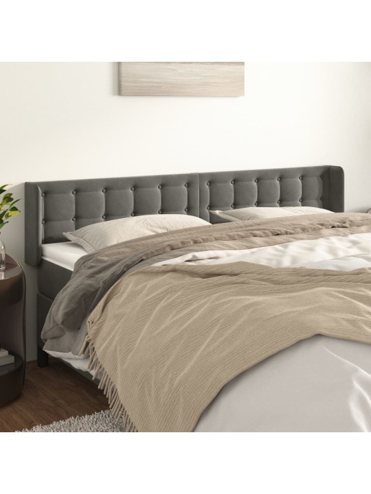 Čelo postele typu ušák tmavě šedé 203x16x78/88 cm samet