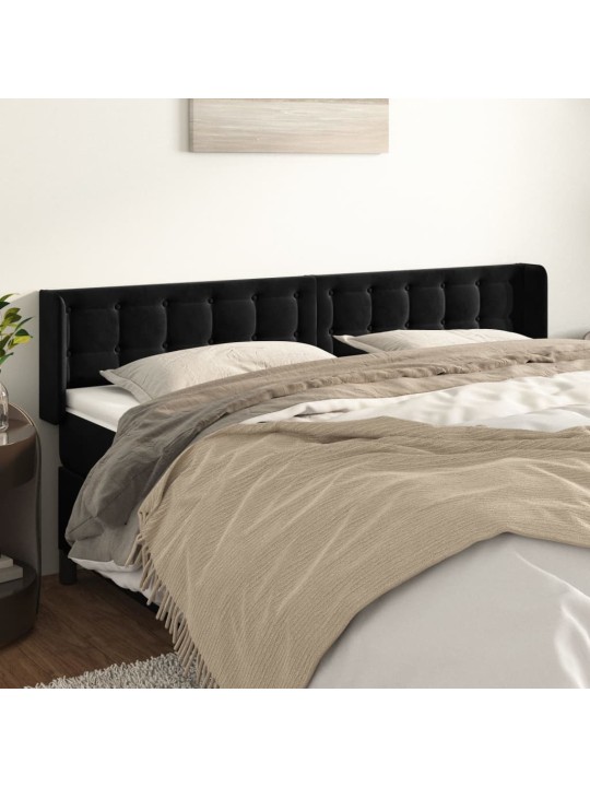 Čelo postele typu ušák černé 203x16x78/88 cm samet