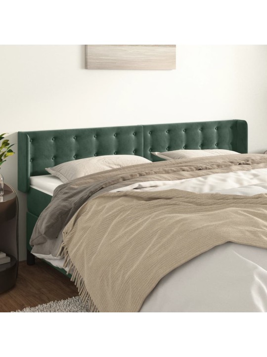 Čelo postele typu ušák tmavě zelená 203x16x78/88 cm samet