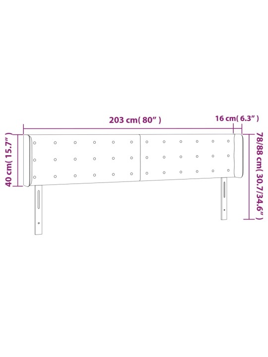 Čelo postele typu ušák tmavě modrá 203x16x78/88 cm samet