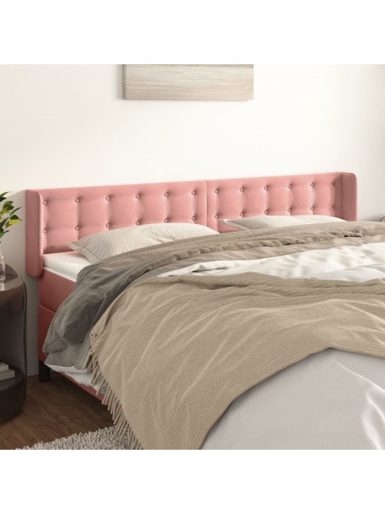 Čelo postele typu ušák růžová 203x16x78/88 cm samet