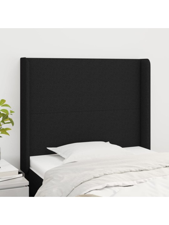 Čelo postele typu ušák černé 83x16x118/128 cm textil