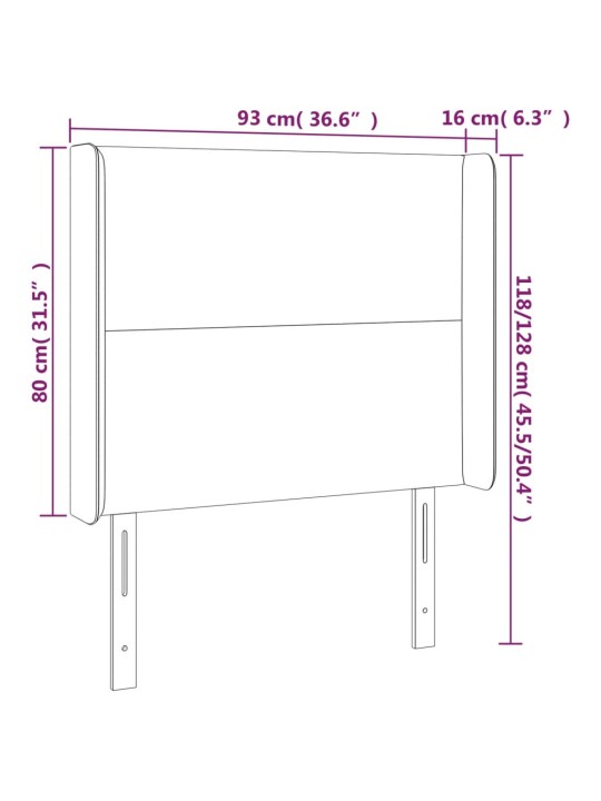 Čelo postele typu ušák tmavě šedé 93x16x118/128 cm textil