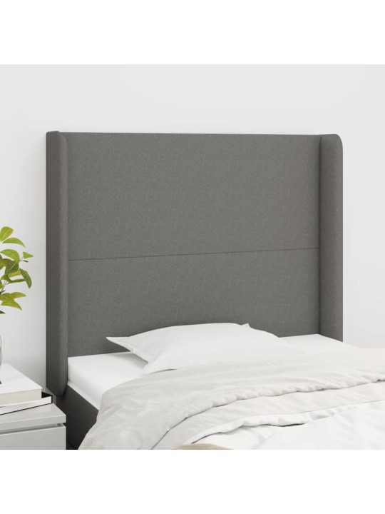 Čelo postele typu ušák tmavě šedé 93x16x118/128 cm textil
