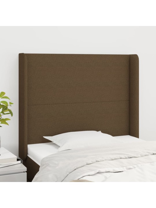 Čelo postele typu ušák tmavě hnědé 93x16x118/128 cm textil