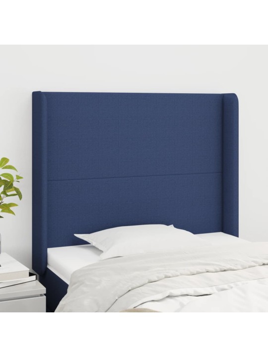 Čelo postele typu ušák modré 93x16x118/128 cm textil