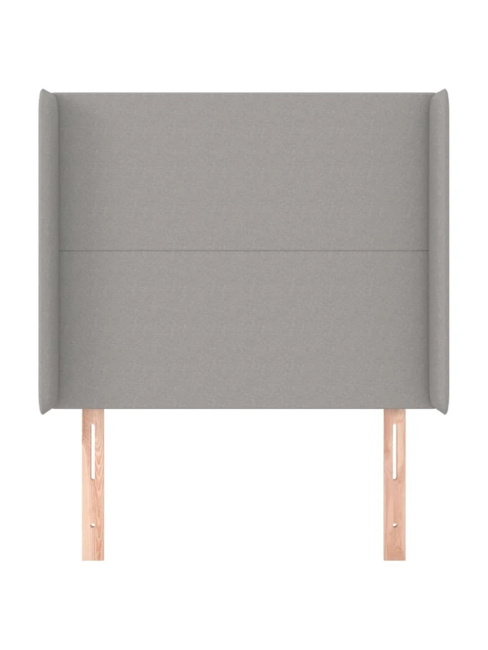 Čelo postele typu ušák světle šedé 103x16x118/128 cm textil