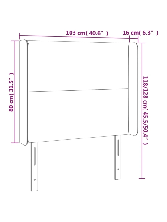 Čelo postele typu ušák světle šedé 103x16x118/128 cm textil