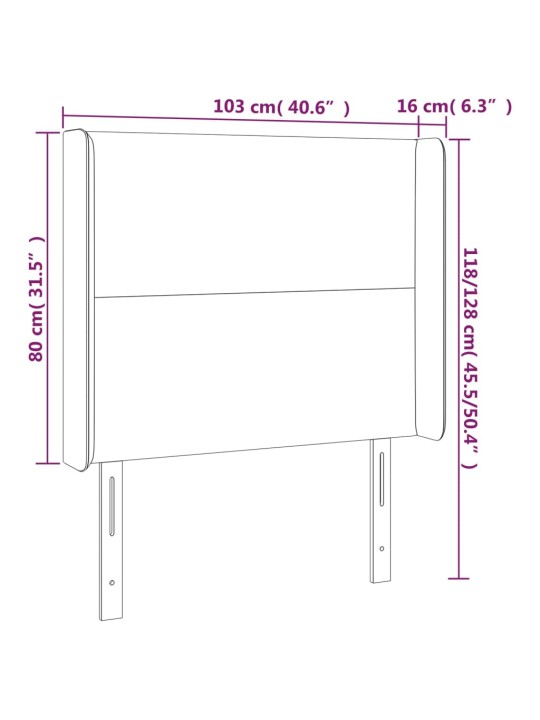 Čelo postele typu ušák tmavě šedé 103x16x118/128 cm textil