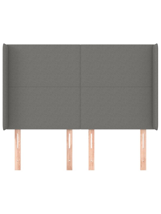 Čelo postele typu ušák tmavě šedé 147x16x118/128 cm textil