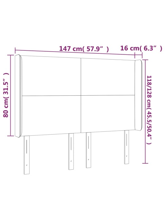 Čelo postele typu ušák tmavě šedé 147x16x118/128 cm textil
