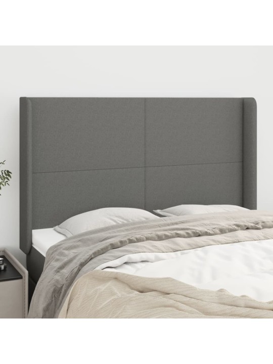 Čelo postele typu ušák tmavě šedé 147x16x118/128 cm textil