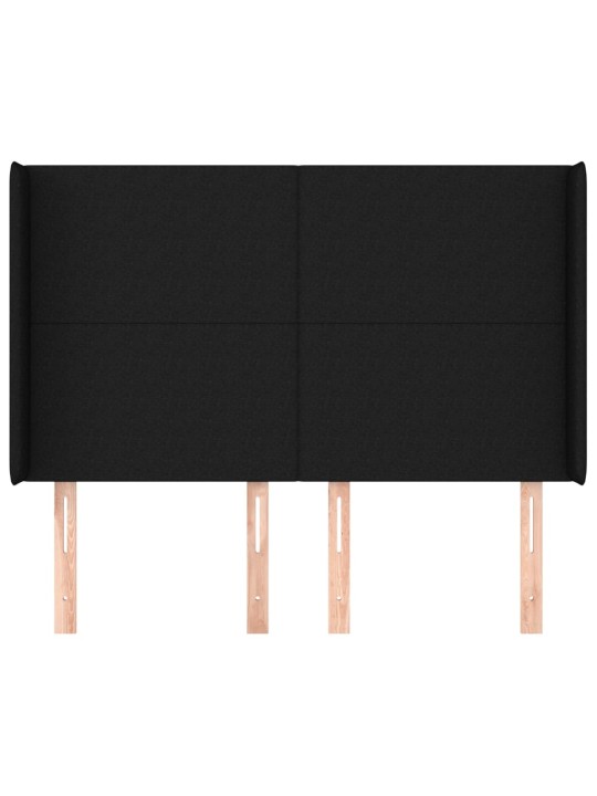 Čelo postele typu ušák černé 147x16x118/128 cm textil