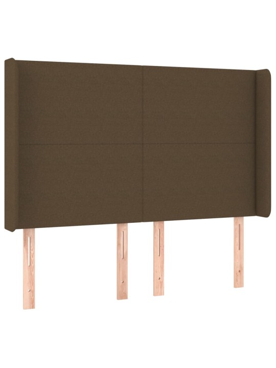 Čelo postele typu ušák tmavě hnědé 147x16x118/128 cm textil