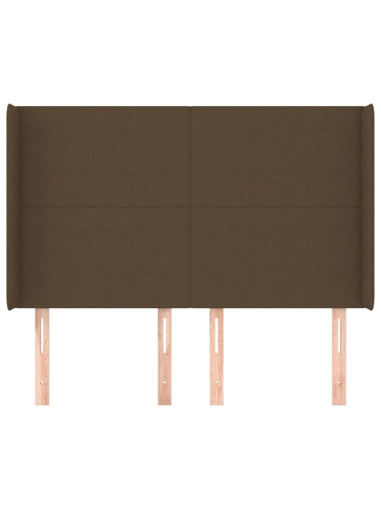 Čelo postele typu ušák tmavě hnědé 147x16x118/128 cm textil