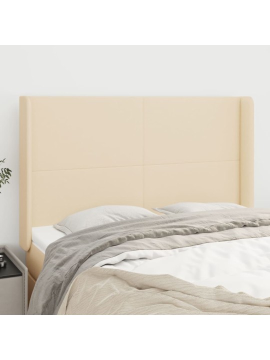 Čelo postele typu ušák krémové 147x16x118/128 cm textil