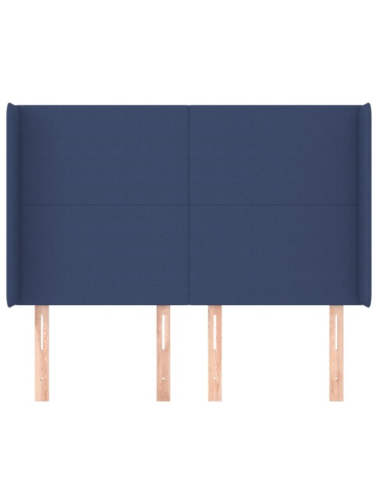 Čelo postele typu ušák modré 147x16x118/128 cm textil