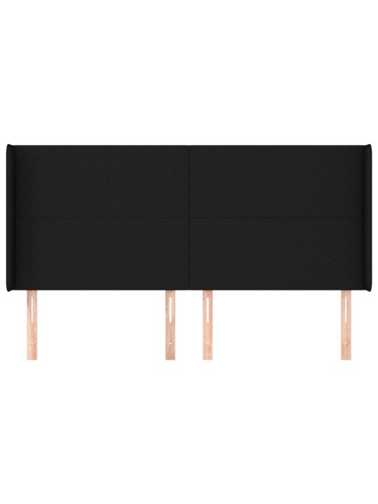 Čelo postele typu ušák černé 163x16x118/128 cm textil