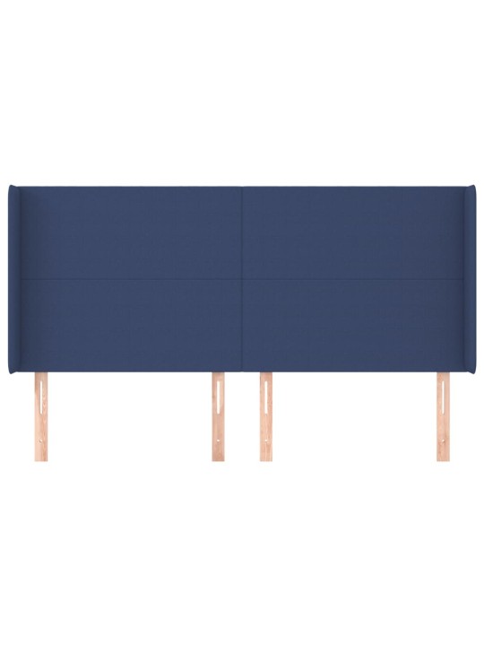 Čelo postele typu ušák modré 163x16x118/128 cm textil