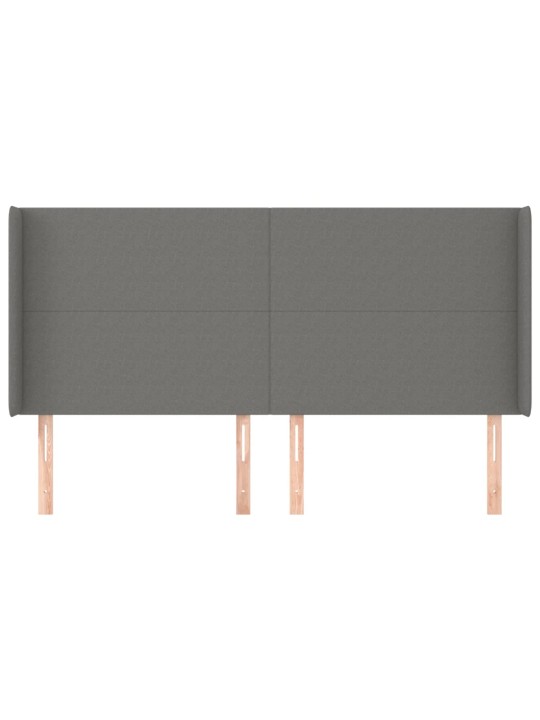 Čelo postele typu ušák tmavě šedé 183x16x118/128 cm textil