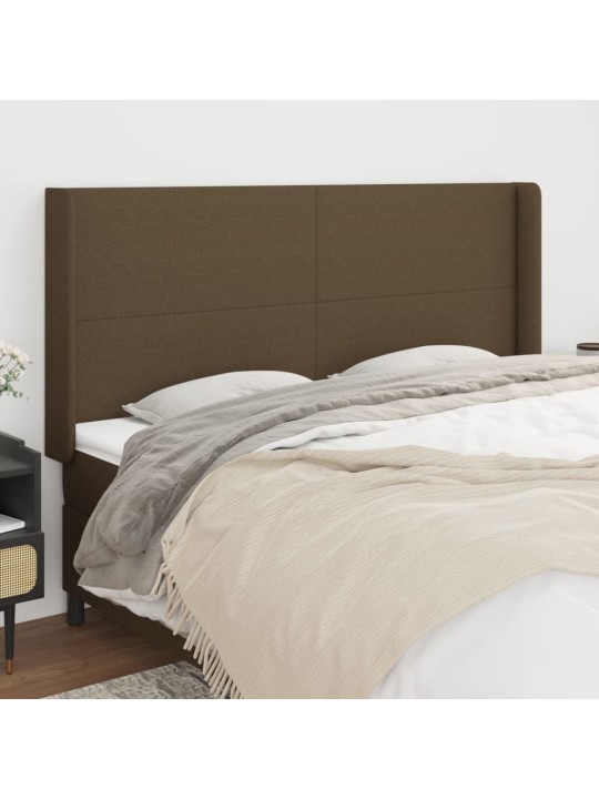 Čelo postele typu ušák tmavě hnědé 183x16x118/128 cm textil