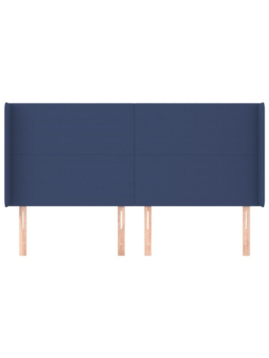 Čelo postele typu ušák modré 183x16x118/128 cm textil
