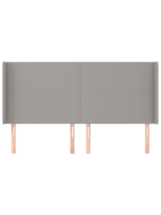 Čelo postele typu ušák světle šedé 203x16x118/128 cm textil