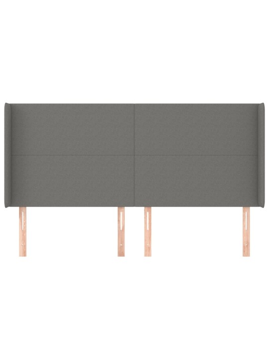Čelo postele typu ušák tmavě šedé 203x16x118/128 cm textil