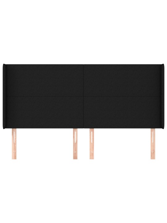 Čelo postele typu ušák černé 203x16x118/128 cm textil